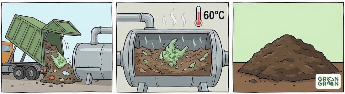 Industrial composting of PLA bags