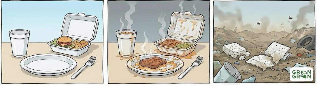 Polystyrene disposable tableware